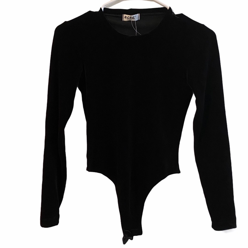 NWT vintage BCBG velvet bodysuit Xs black
